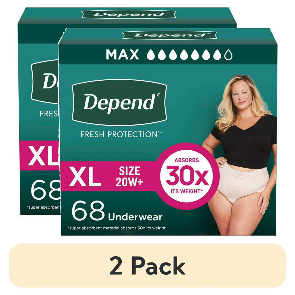 Depend Fresh Protection Adult Incontinence Underwear for Women (Formerly Depend Fit-Flex), Disposable, Maximum, Extra-Large
