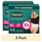 Depend Fresh Protection Adult Incontinence Underwear for Women (Formerly Depend Fit-Flex), Disposable, Maximum, Extra-Large