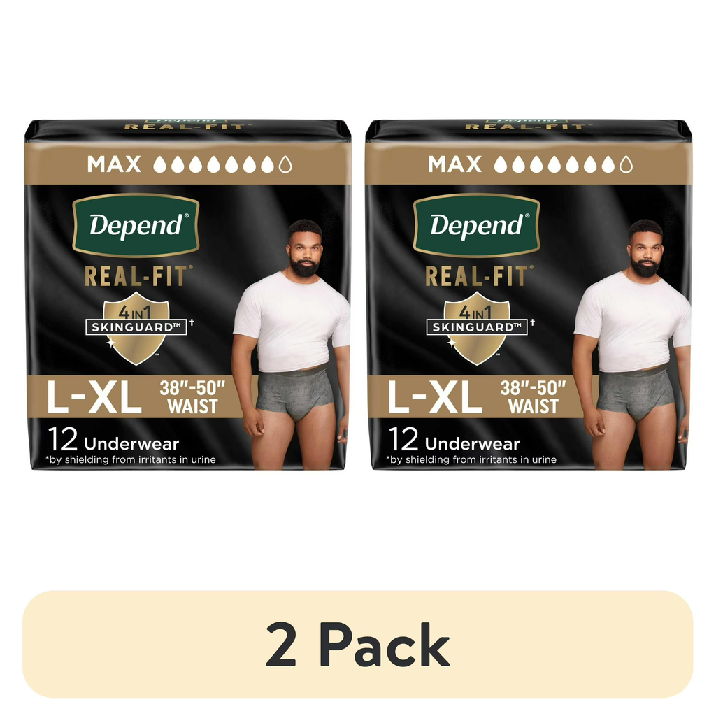 Depend Real Fit Incontinence Underwear for Men, Adult Diapers, L/XL