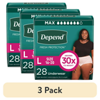 Depend Fresh Protection Adult Diapers, Incontinence & Postpartum Bladder Leak Underwear for Women, Disposable, Maximum, Large