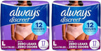 Always Discreet Adult Incontinence Underwear for Women and Postpartum Underwear, L, Up to 100% Bladder Leak Protection