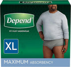 Depend Fresh Protection Incontinence Underwear for Men, Adult Diapers, XL
