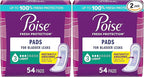 Poise Incontinence Pads & Postpartum Incontinence Pads, 3 Drop Light Absorbency, Regular / Long