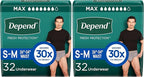 Depend Fresh Protection Adult Diapers, Incontinence Underwear for Men, Disposable, Maximum, Small/Medium