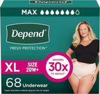 Depend Fresh Protection Adult Incontinence Underwear for Women (Formerly Depend Fit-Flex), Disposable, Maximum, Extra-Large