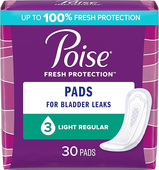Poise Incontinence Pads & Postpartum Incontinence Pads, 3 Drop Light Absorbency, Regular / Long