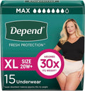 Depend Fresh Protection Adult Incontinence Underwear for Women (Formerly Depend Fit-Flex), Disposable, Maximum, Extra-Large
