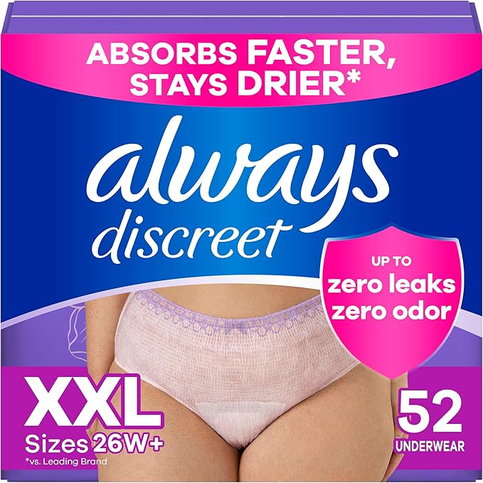 Always Discreet Adult Incontinence Underwear for Women and Postpartum Underwear, XXL