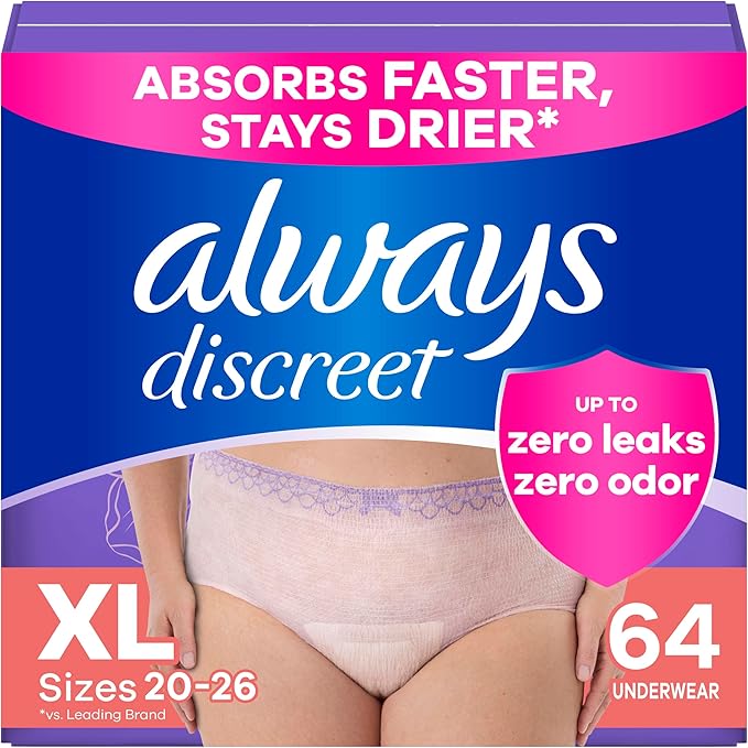 Always Discreet Adult Incontinence Underwear for Women and Postpartum Underwear, XL