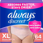 Always Discreet Adult Incontinence Underwear for Women and Postpartum Underwear, XL