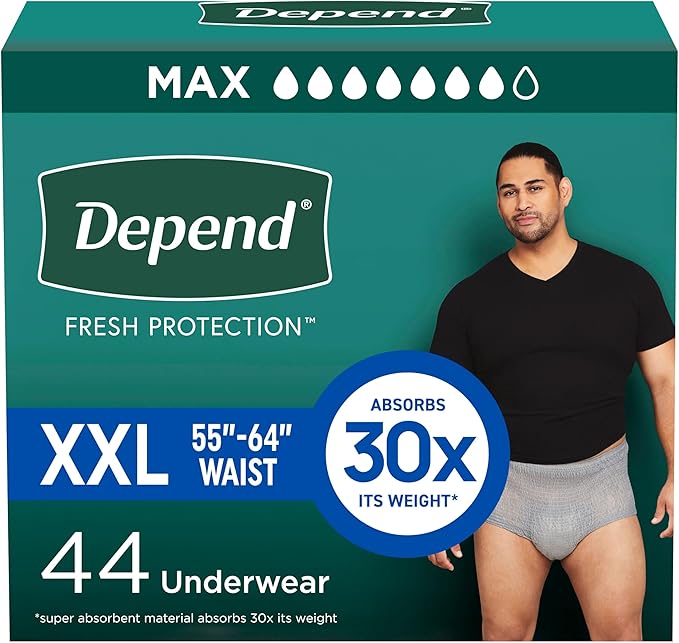 Depend Fresh Protection Adult Diapers, Incontinence Underwear for Men, Disposable, Maximum, Extra-Extra-Large