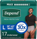 Depend Fresh Protection Incontinence Underwear for Men, Adult Diapers, Large