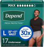 Depend Fresh Protection Incontinence Underwear for Men, Adult Diapers, Large