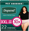 Depend Fresh Protection Adult Diapers, Incontinence & Postpartum Bladder Leak Underwear for Women, Extra-Extra-Large