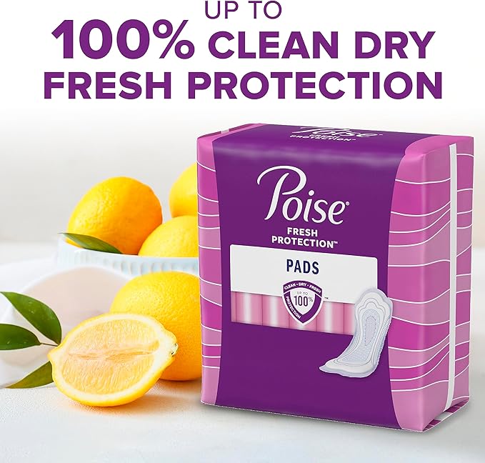 Poise Incontinence Pads & Postpartum Incontinence Pads, 3 Drop Light Absorbency, Regular / Long