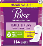 Poise Daily Incontinence Panty Liners, 2 Drop Very Light Absorbency, Long