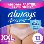 Always Discreet Adult Incontinence Underwear for Women and Postpartum Underwear, XXL