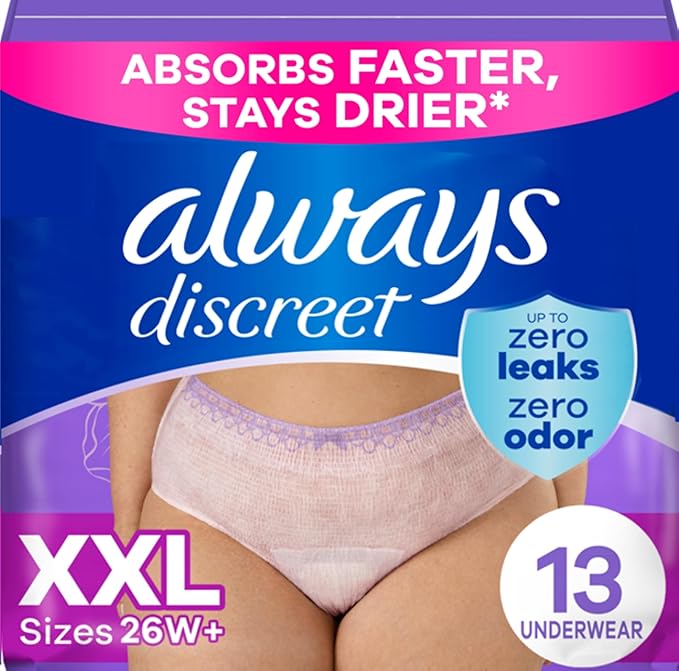 Always Discreet Adult Incontinence Underwear for Women and Postpartum Underwear, XXL