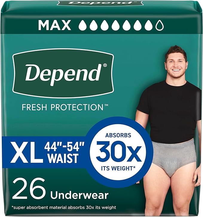Depend Fresh Protection Incontinence Underwear for Men, Adult Diapers, XL