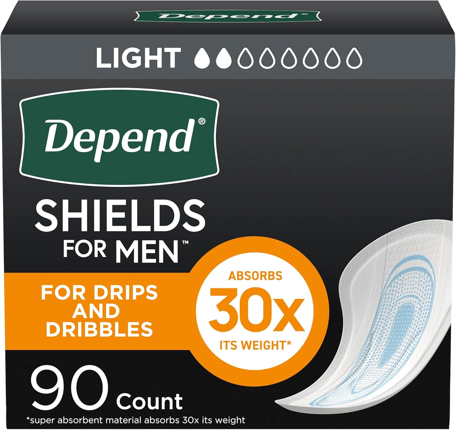 Depend Shields Incontinence Pads for Men, Light Absorbency
