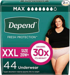 Depend Fresh Protection Adult Diapers, Incontinence & Postpartum Bladder Leak Underwear for Women, Extra-Extra-Large