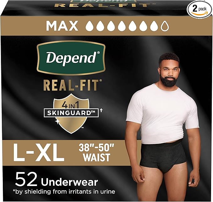 Depend Real Fit Incontinence Underwear for Men, Adult Diapers, L/XL