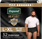 Depend Real Fit Incontinence Underwear for Men, Adult Diapers, L/XL