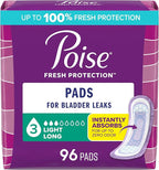 Poise Incontinence Pads & Postpartum Incontinence Pads, 3 Drop Light Absorbency, Regular / Long
