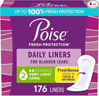 Poise Daily Incontinence Panty Liners, 2 Drop Very Light Absorbency, Long