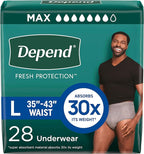 Depend Fresh Protection Incontinence Underwear for Men, Adult Diapers, Large