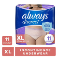 Always Discreet Adult Incontinence Underwear for Women and Postpartum Underwear, XL
