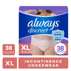 Always Discreet Adult Incontinence Underwear for Women and Postpartum Underwear, XL