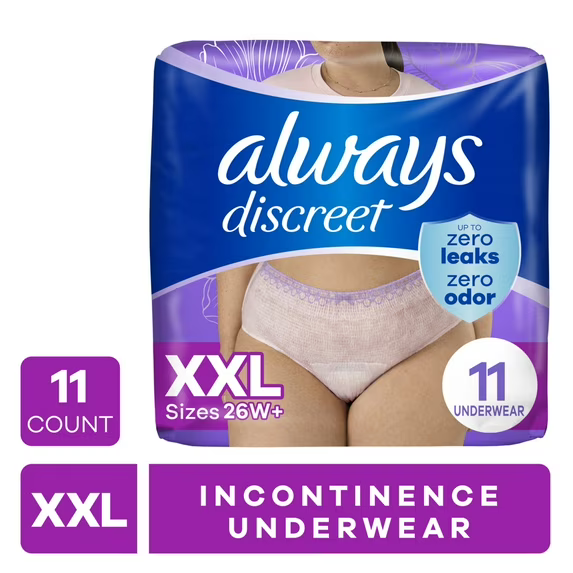 Always Discreet Adult Incontinence Underwear for Women and Postpartum Underwear, XXL