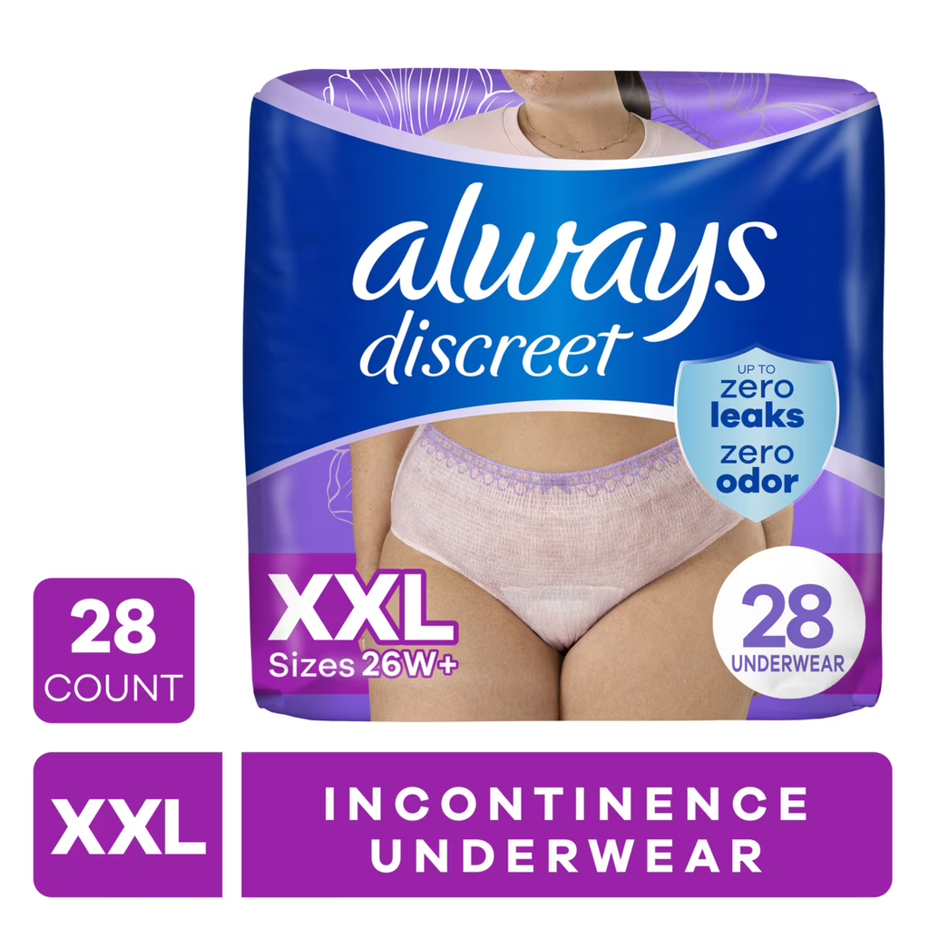 Always Discreet Adult Incontinence Underwear for Women and Postpartum Underwear, XXL