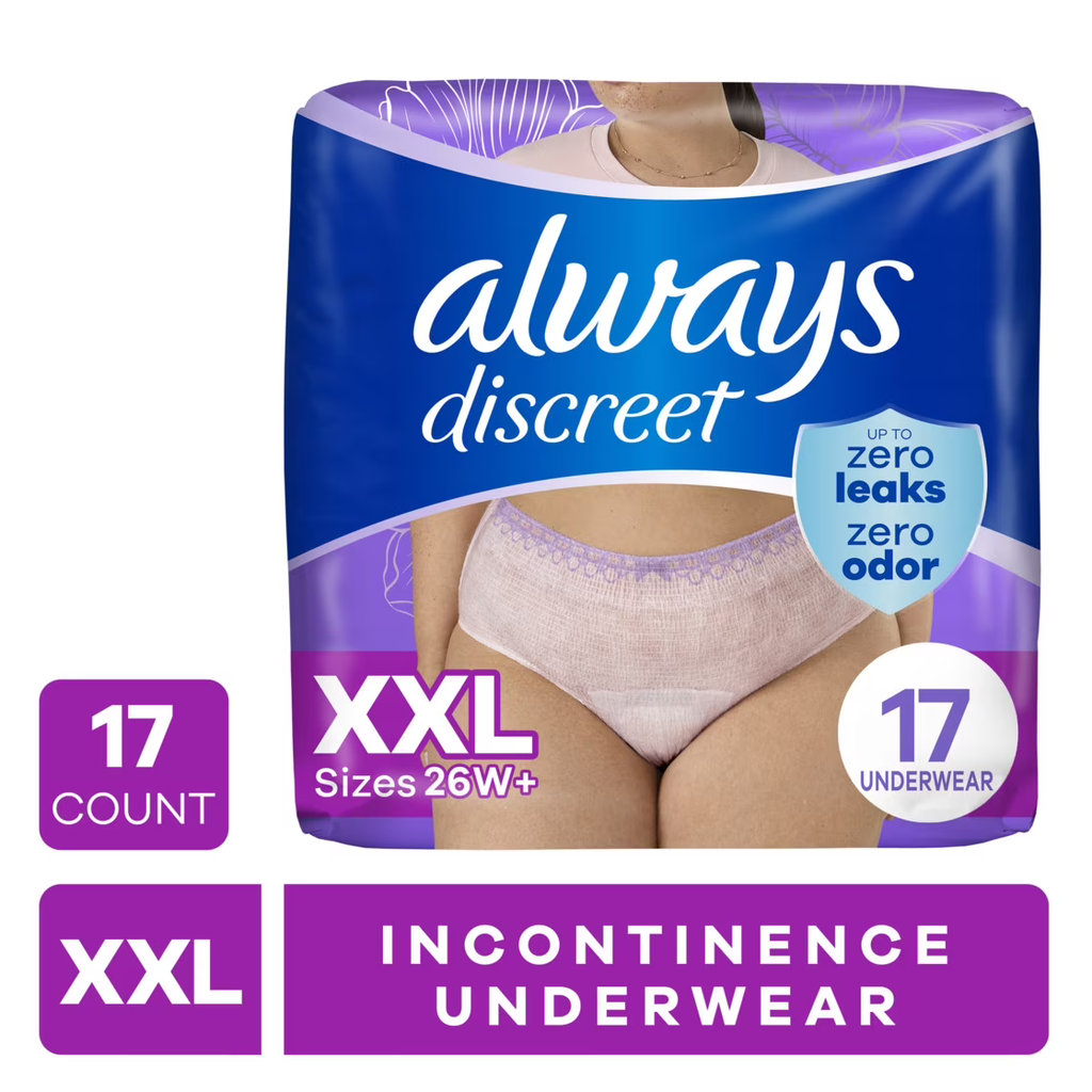 Always Discreet Adult Incontinence Underwear for Women and Postpartum Underwear, XXL
