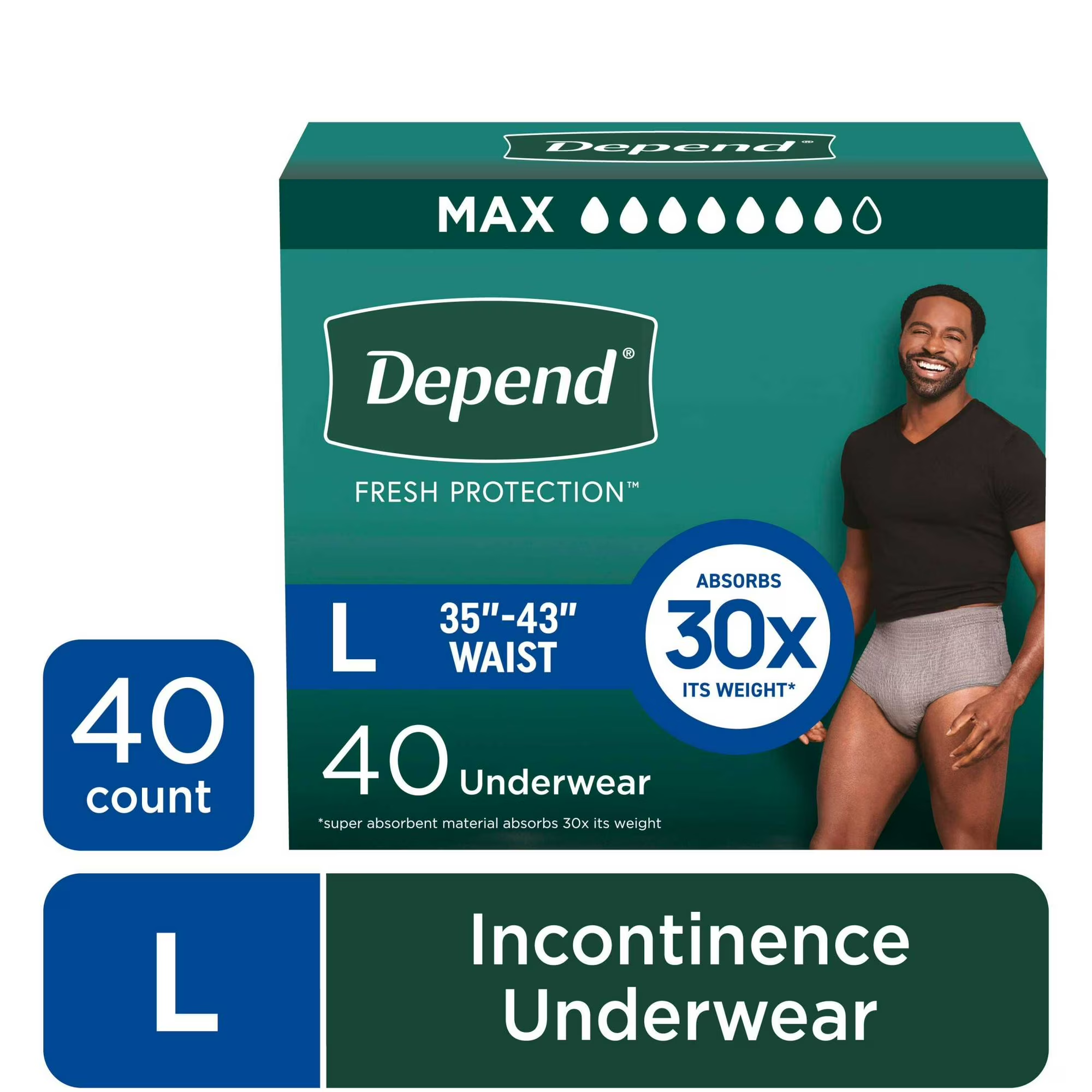 Depend Fresh Protection Incontinence Underwear for Men, Adult Diapers, Large