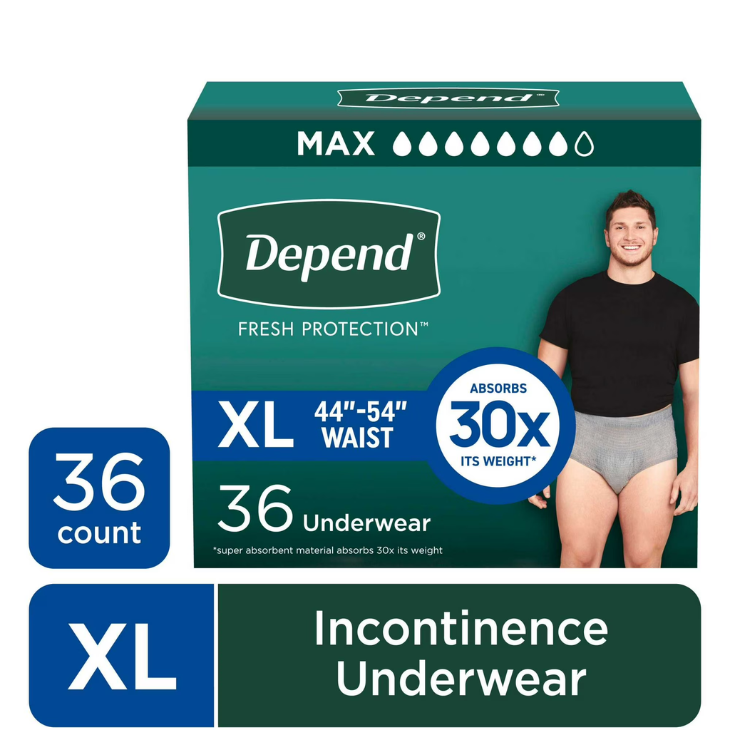 Depend Fresh Protection Incontinence Underwear for Men, Adult Diapers, XL