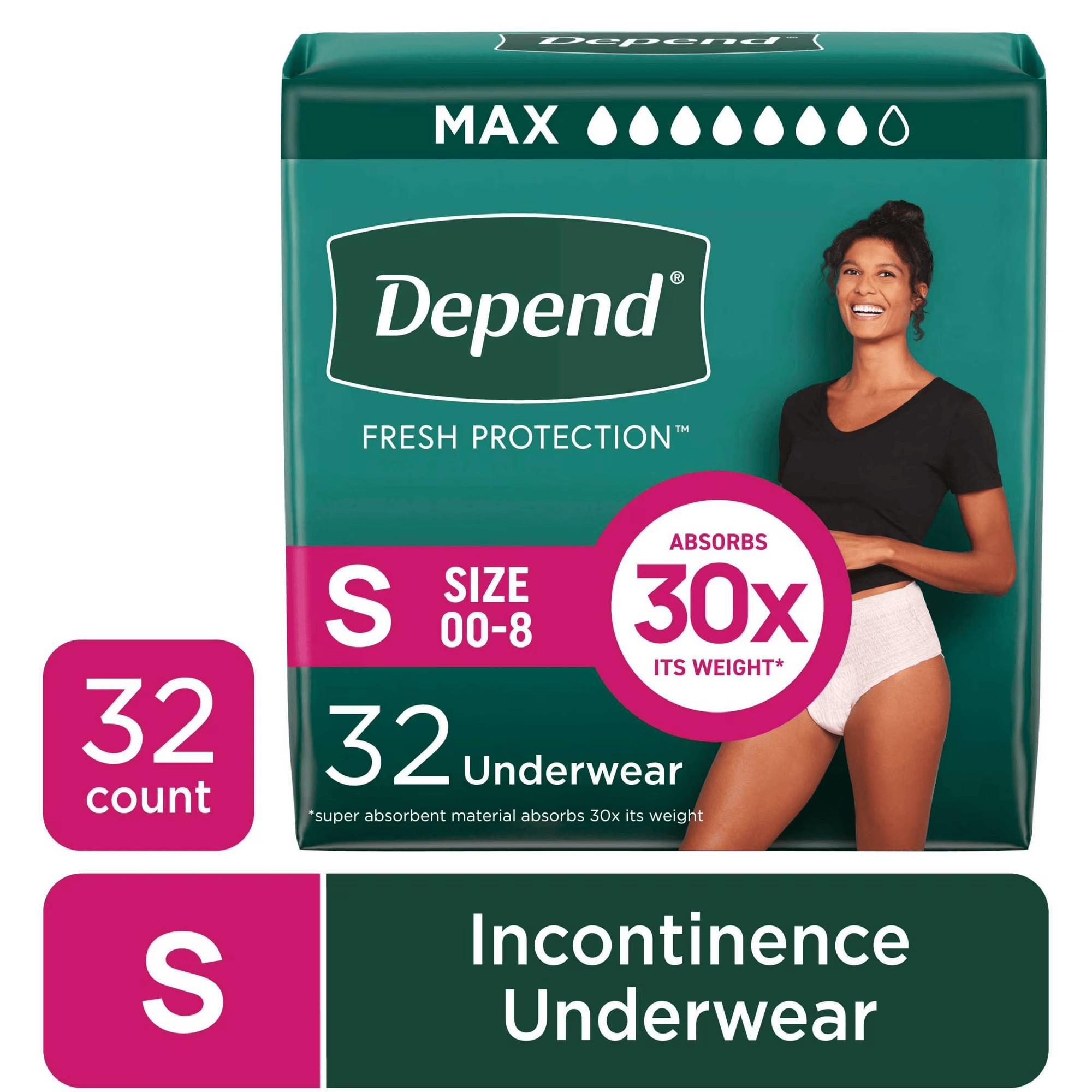 Depend Fresh Protection Incontinence Underwear for Women, Adult Diapers, Small