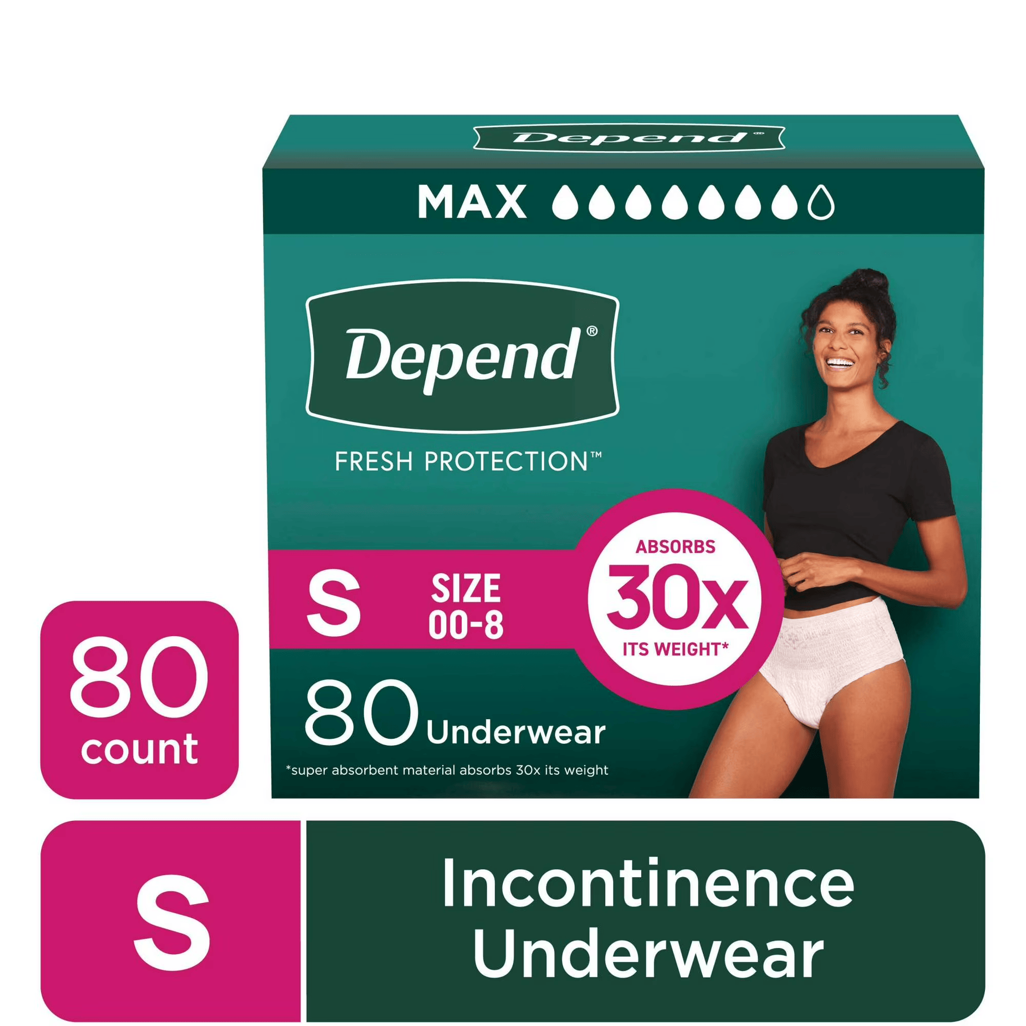 Depend Fresh Protection Incontinence Underwear for Women, Adult Diapers, Small