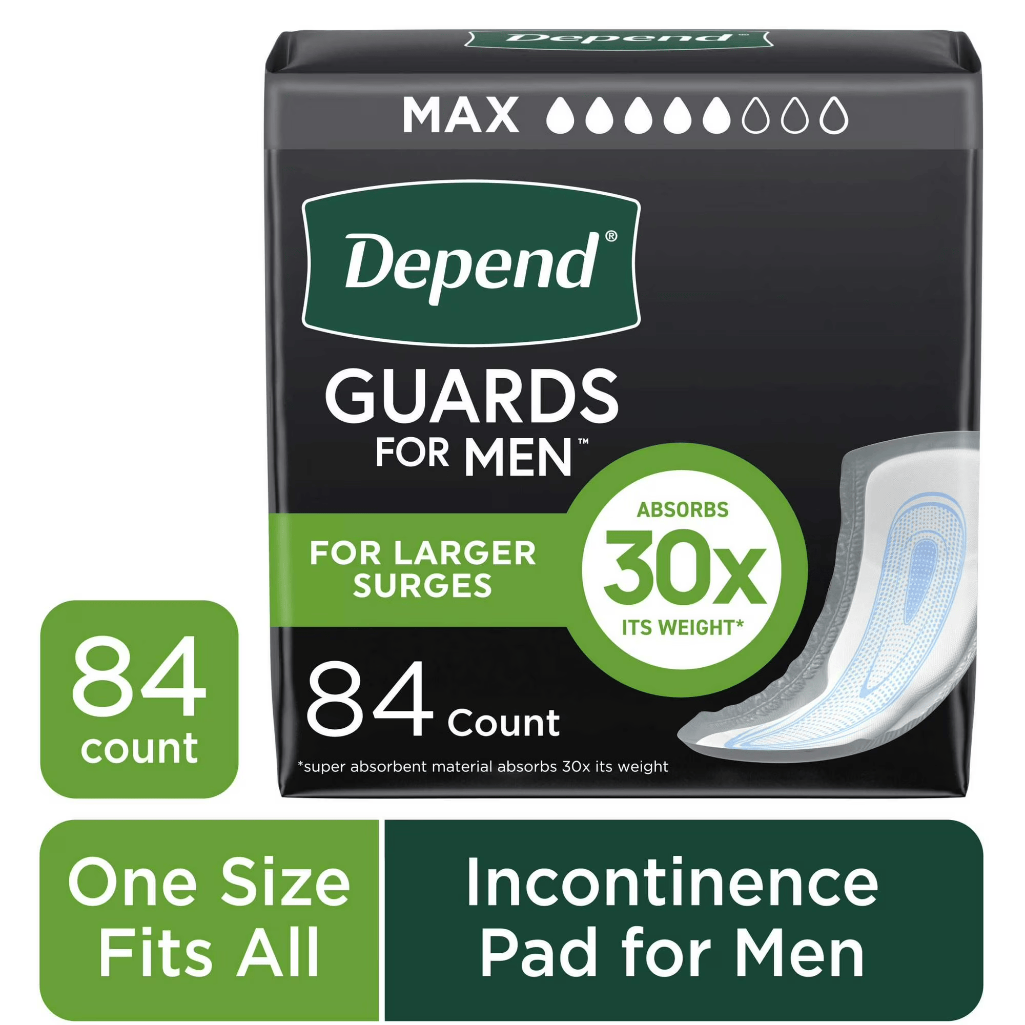 Depend Guards Incontinence Pads for Men, Maximum Absorbency