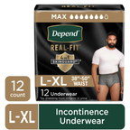 Depend Real Fit Incontinence Underwear for Men, Adult Diapers, L/XL