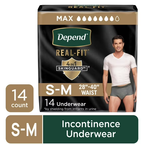 Depend Real Fit Adult Diapers, Incontinence Underwear for Men, Disposable, Maximum Absorbency, Small/Medium
