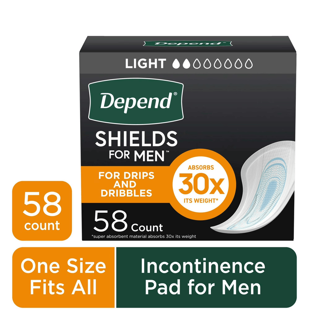 Depend Shields Incontinence Pads for Men, Light Absorbency