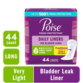 Poise Daily Incontinence Panty Liners, 2 Drop Very Light Absorbency, Long