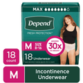 Depend Fresh Protection Adult Incontinence Underwear for Women (Formerly Depend Fit-Flex), Disposable, Maximum, Medium