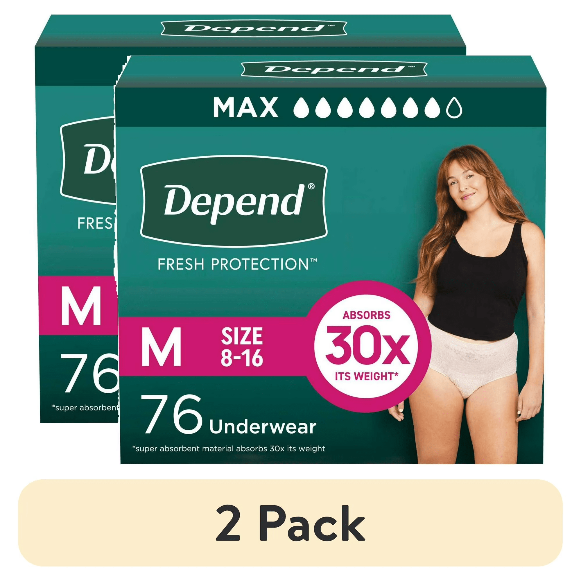 Depend Fresh Protection Adult Incontinence Underwear for Women (Formerly Depend Fit-Flex), Disposable, Maximum, Medium